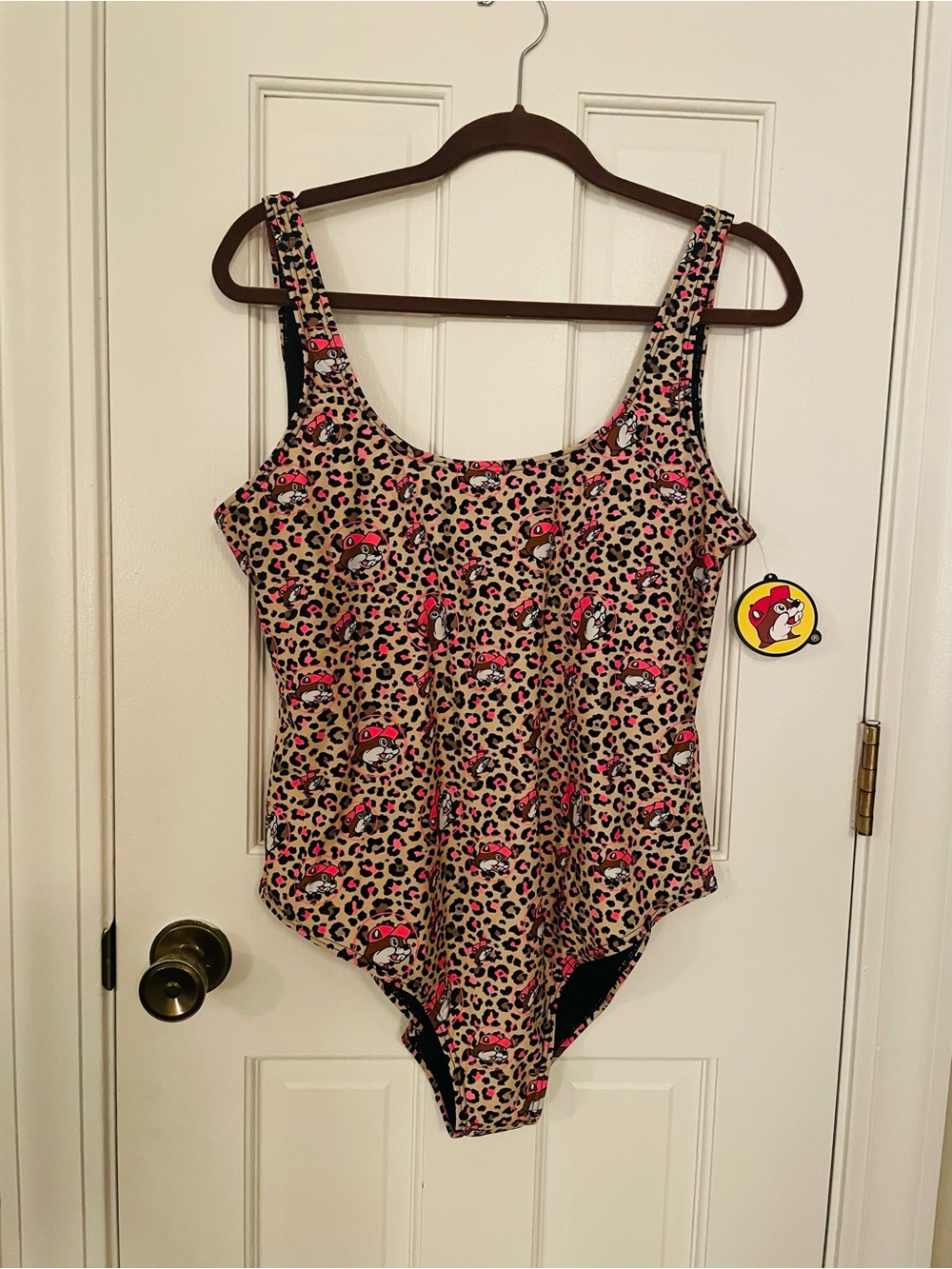 Buc-ee’s Pink/Tan Leopard Swim XL One-Piece